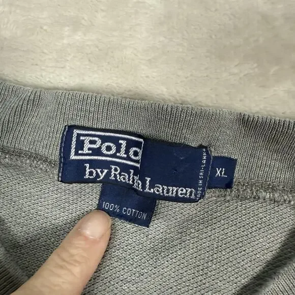 VTG Polo Ralph Lauren Sportsman Henley Long Sleeve Shirt Men's Size XL Gray 90s - Picture 3 of 6